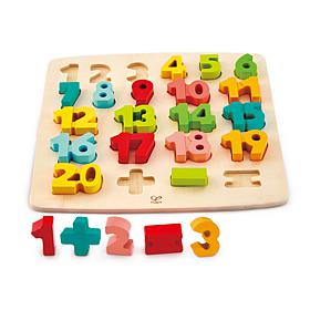 Hape Chunky Number & Counting Puzzle 20 Pieces Wooden Block Puzzle
