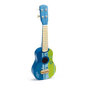 Hape Kid's Wooden Toy Ukulele, Blue & Green 21", Musical Instrument