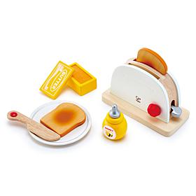 Hape Pop-Up Toaster Set - 7 Piece Wooden Toy Kitchen Playset