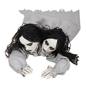 Haunted Hill Farm 0.8-Ft. Crawling Double Head Girl Animatronic