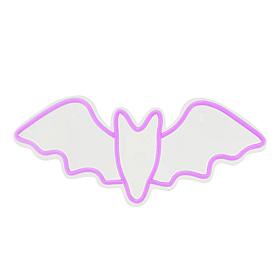 Haunted Hill Farm 13.8-in. Neon Purple LED Bat Wall Decoration for ...