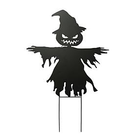 Haunted Hill Farm 3-Ft. Black Metal Scarecrow Decoration with LED E...