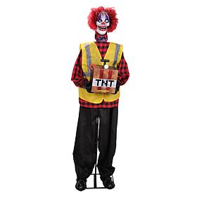 Haunted Hill Farm 5.7-Ft. Standing Animated Clown Courier Animatronic