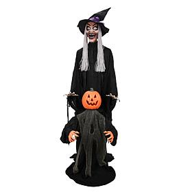 Haunted Hill Farm 6.1-Ft. Standing Animated Witch with Pumpkin Man ...