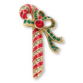 Heidi Daus Candy Cane Confection Crystal and Enamel Pin