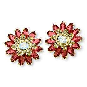Heidi Daus "In Vogue" Glass and Crystal Flower Earrings