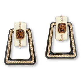 Heidi Daus New Century Enamel and Crystal Doorknocker Earrings