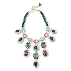 Heidi Daus Rule the Runway Crystal and Enamel Bib Necklace