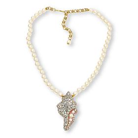 Heidi Daus Shell Ya! 18" Crystal and Simulated Pearl Drop Necklace