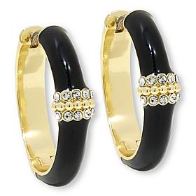 Heidi Daus Slim Pickens Goldtone Pavé Accent Hoop Earrings