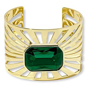 Heidi Daus Sunray Goldtone Octagonal Stone Cuff Bracelet