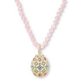 Heidi Daus Tapestry Egg Crystal and Enamel Pendant with Necklace