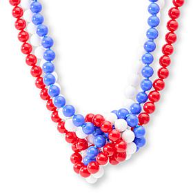 Heidi Daus Triple Knot Red, White and Blue Necklace