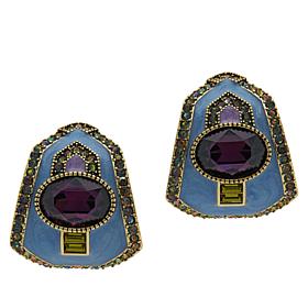 Heidi Daus "Well Connected" Crystal and Enamel Half Hoop Earrings