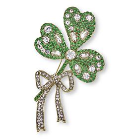 Heidi Daus Wild Shamrock Crystal Bronzetone Pin
