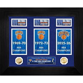 Highland Mint New York Knicks 3x Deluxe Banner Bronze Coin Photo Mint