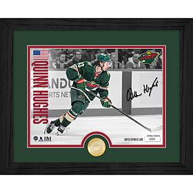 Highland Mint Quinn Hughes Bronze Coin & Signed Print in Wood Frame