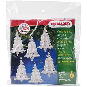Holiday Beaded Ornament Kit - Crystal and Pearl Bells 2.75", Makes 6