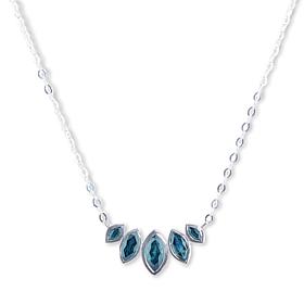 House of Ellure Marquise-Cut Blue Sapphire 5-Stone Chain Necklace