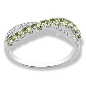 House of Ellure Sterling Silver Sapphire & Zircon Crossover Band Ring