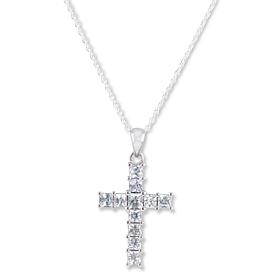 House of Ellure White or Pink Sapphire Cross Pendant with 18" Chain