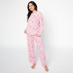 HUE 2-piece Waffle Knit Top and Pant Sleep Set