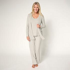 HUE 3-piece Ribbed Knit Lounge Set