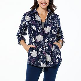 HUE Button-Down Floral Print Nap shirt