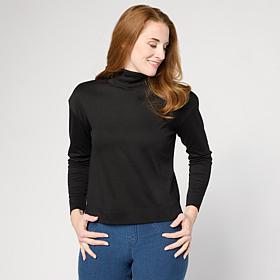 HUE Cotton Jersey Long-Sleeve Turtleneck Top