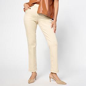 HUE Crosshatch Denim Straight-Leg Pull-On Pant
