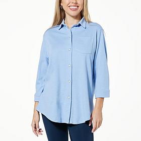 HUE Spring Button-Down Nap Shirt