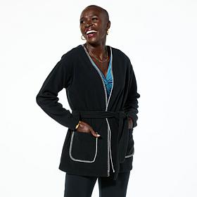 IMAN Global Chic Belted Fleece Jacket