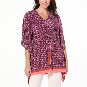 IMAN Global Chic Geo Print Belted Scarf Top
