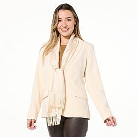 IMAN Global Chic Knit Blazer with Detachable Satin Scarf