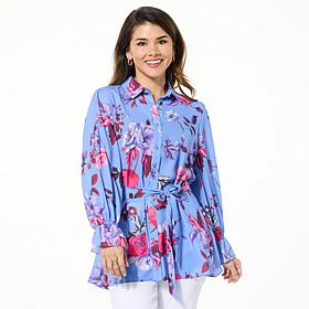 IMAN Global Chic Printed Button-Front Everything Blouse