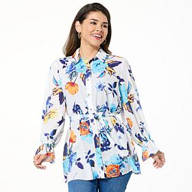 IMAN Global Chic Printed Button-Front Everything Blouse