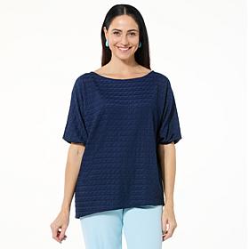 IMAN Global Chic Textured Knit Asymmetrical Dolman Sleeve Top