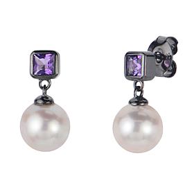 Imperial Pearls Cultured Freshwater Pearl and Amethyst Drop Earrings