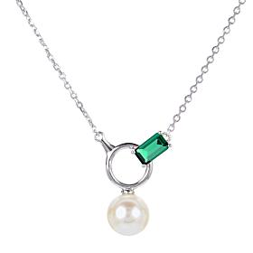 Imperial Pearls Cultured Pearl and Created Emerald Necklace