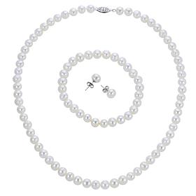 Imperial Pearls Cultured Pearl Necklace, Bracelet and Earrings Set