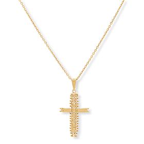 Imperial Silver Cobblestone Diamond-Cut Cross Pendant Necklace