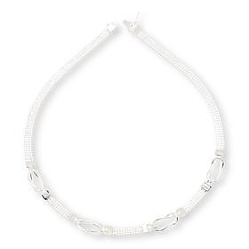Imperial Silver Diamond-Cut Wheat Chain Knot Necklace