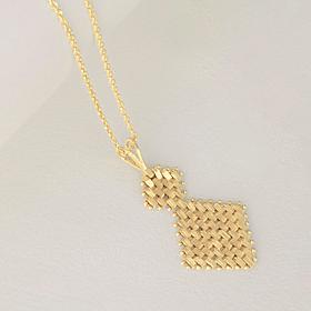 Imperial Silver Satin Lame' Diamond-Cut Pendant with Chain