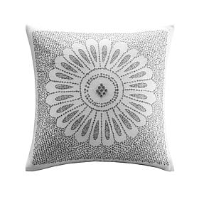 INK+IVY Sofia Cotton Embroidered Decorative Pillow - Grey - 20" x 20"