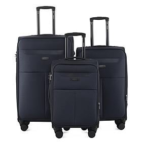IZOD Liam 3pc  Expandable Softside Luggage Set with Spinners & Lock