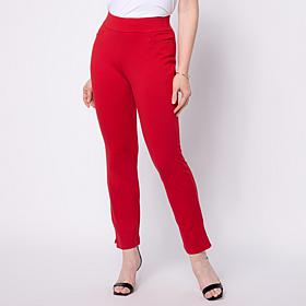Jaclyn Smith Ankle Pull On Ponte Pant with Side Slits