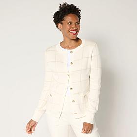 Jaclyn Smith Button-Front Long-Sleeve Sweater Jacket