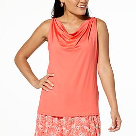 Jaclyn Smith Draped-Neck Sleeveless Top