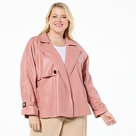 Jaclyn Smith Faux Leather Swing Trench Coat
