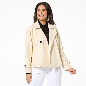 Jaclyn Smith Faux Leather Swing Trench Coat